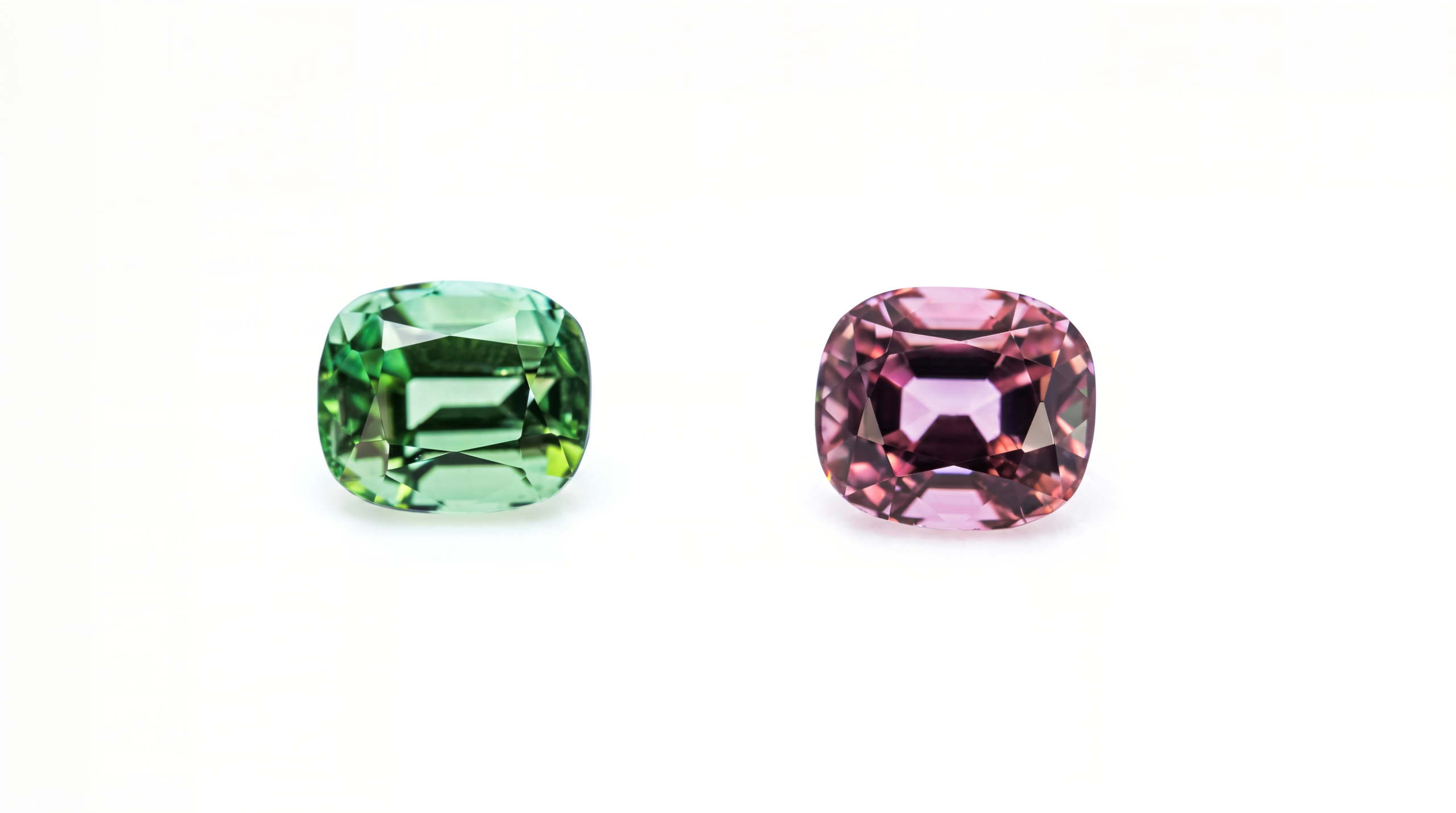 Reverse pair tourmalines 2.35 + 2.55 cts